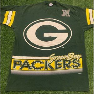 Vintage Green Bay Packers shirt mens extra large All over print AOP 90s green